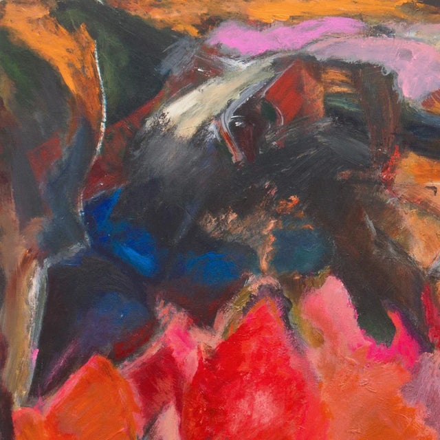 'Abstract, Coral and Saffron' by Marsha Rogow Straus, Bay Area Oil Abstraction, Triton Museum, Brooklyn For Sale - Image 9 of 11