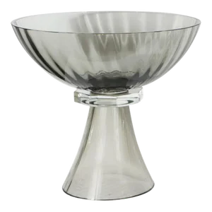 Murano Glass Modernist Bowl or Vase in Handblown Smoked Glass
