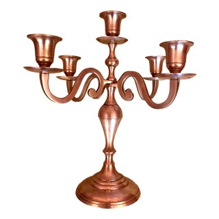 Baroque Candleholders in Brass, 1950s, Set of 5 For Sale