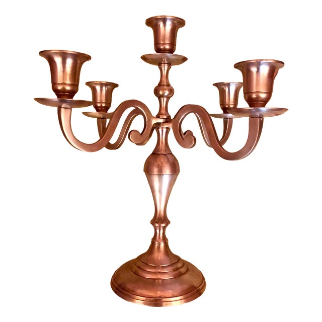Baroque Candleholders in Brass, 1950s, Set of 5 For Sale