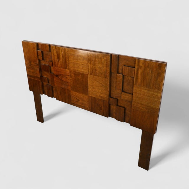 Lane Furniture Lane Staccato Attributed Vintage Brutalist Mid Century Modern Queen Headboard C. 1960s For Sale - Image 4 of 5