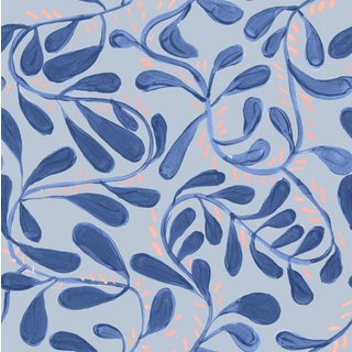 Wallflower Vines Wallpaper by Susan Hable in Blues For Sale