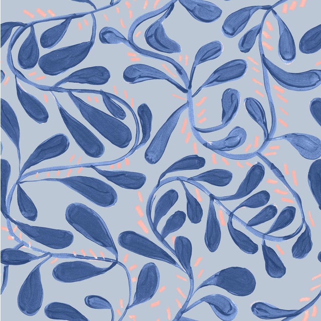 Wallflower Vines Wallpaper by Susan Hable in Blues For Sale