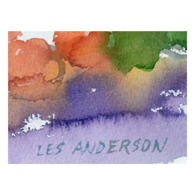 Red Flowers Abstract Still Life Watercolor on Paper, Signed, 1980s by Les Anderson For Sale - Image 4 of 5