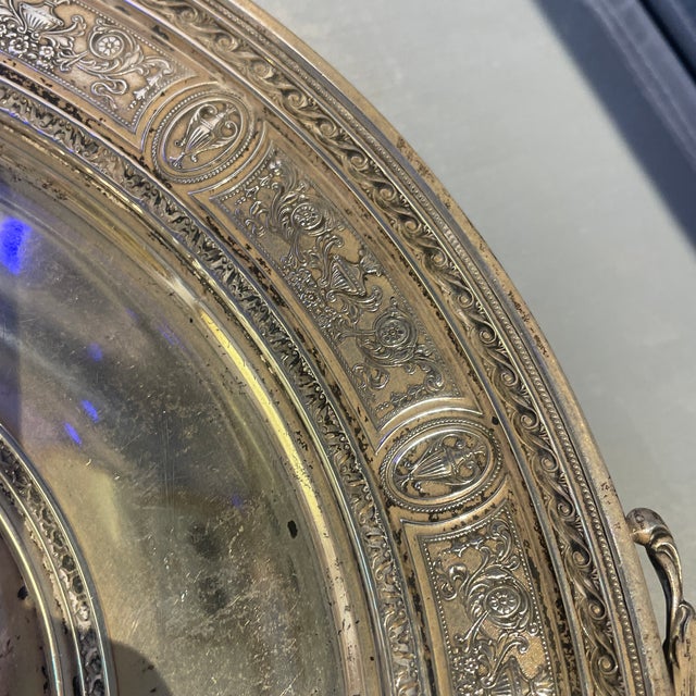 Antique Sterling Silver Handled Sandwich Serving Dish by j.s. Co.Wedgwood Pattern For Sale In Phoenix - Image 6 of 10