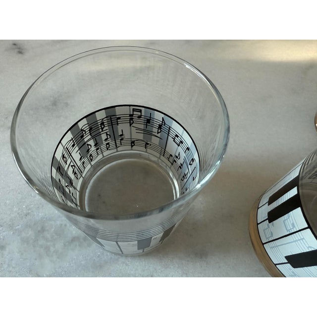 Vintage Shafford Piano & Music Notes Lowball Glasses - Set of 4 For Sale In Austin - Image 6 of 8