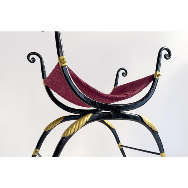 This exquisite 20th Century wrought iron stool is a stunning example of French craftsmanship, blending classical...
