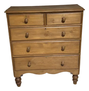 Antique Pine Two Over Three Drawers - Chest of Drawers From England