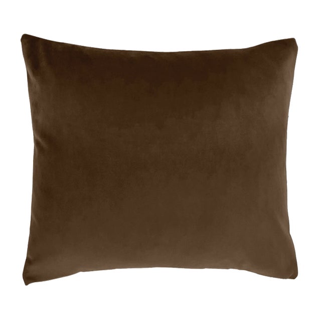 Modern Velvet in Sable Brown Pillows - A Pair For Sale - Image 3 of 3