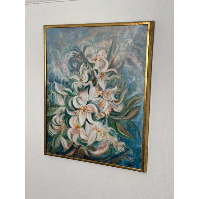 Torsten Hult, White Lilies, 1960s, Oil on Canvas, Framed For Sale - Image 11 of 18