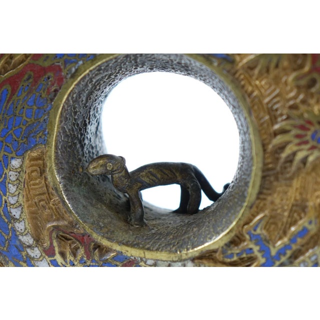 Chinese 18th Century Antique Chinese Enameled Bronze Vase For Sale - Image 3 of 5