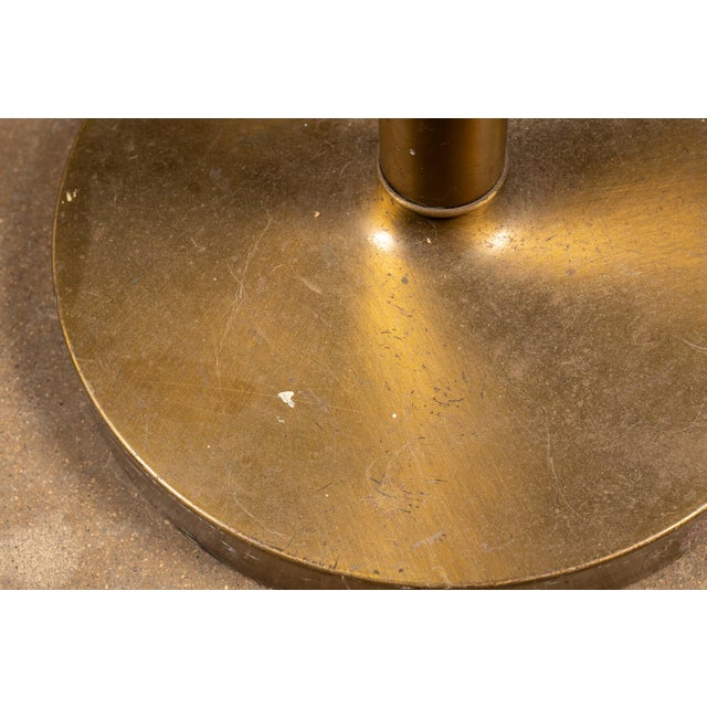 Metal Vintage Art Deco Brass Torchiere Floor Lamp With Inverted Pyramidal Shade For Sale - Image 7 of 7
