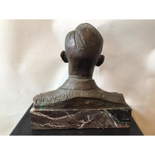 Antique Bronze Bust of Jimmy Walker on Marble Base Signed by Artist For Sale - Image 9 of 13