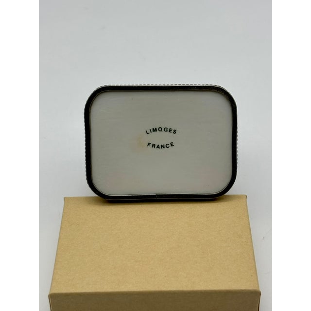 Ceramic Limoges France Antique Porcelain Inkwell, Hand Painted Floral For Sale - Image 7 of 18