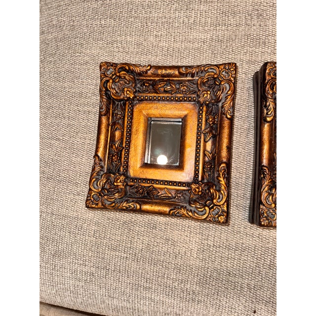 Rococo Vintage Hollywood Regency Gold Gilt Baroque Inset Wall Mirrors - Set of 3 For Sale - Image 3 of 9