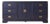 1970s Professionally Refinished Young Solid Oak Campaign Dresser Credenza, Navy Blue, Brass Hardware For Sale