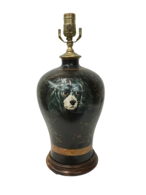 1960s English Traditional Hand Painted Porcelain Vase Table Lamp