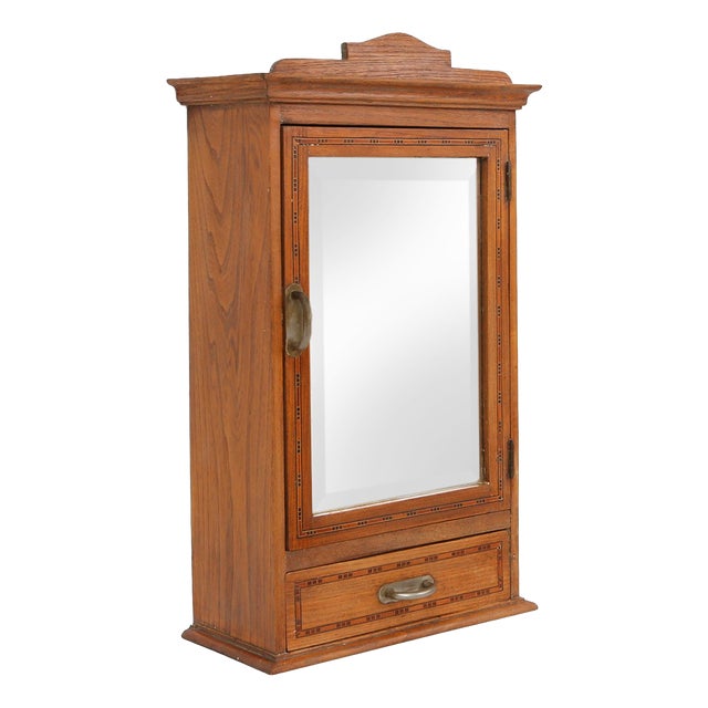 Art Deco Shaving Cabinet in Oak with Mirror, France, 1930s For Sale