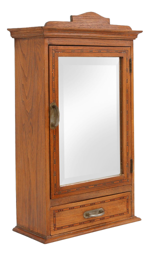 Art Deco Shaving Cabinet in Oak with Mirror, France, 1930s