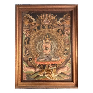 Unknown, Thangka Bhavachakra Wheel of Life Yama and Samsara, 1920s, Oil on Canvas For Sale