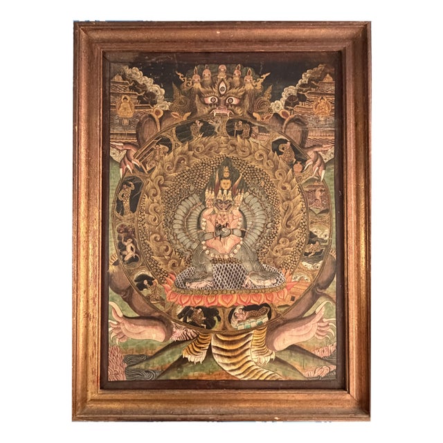 Unknown, Thangka Bhavachakra Wheel of Life Yama and Samsara, 1920s, Oil on Canvas For Sale