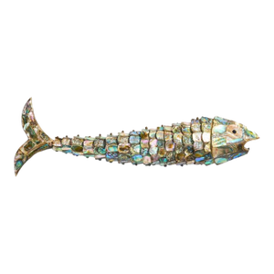 Large Mid Century Abalone Shell Articulated Fish Bottle Opener