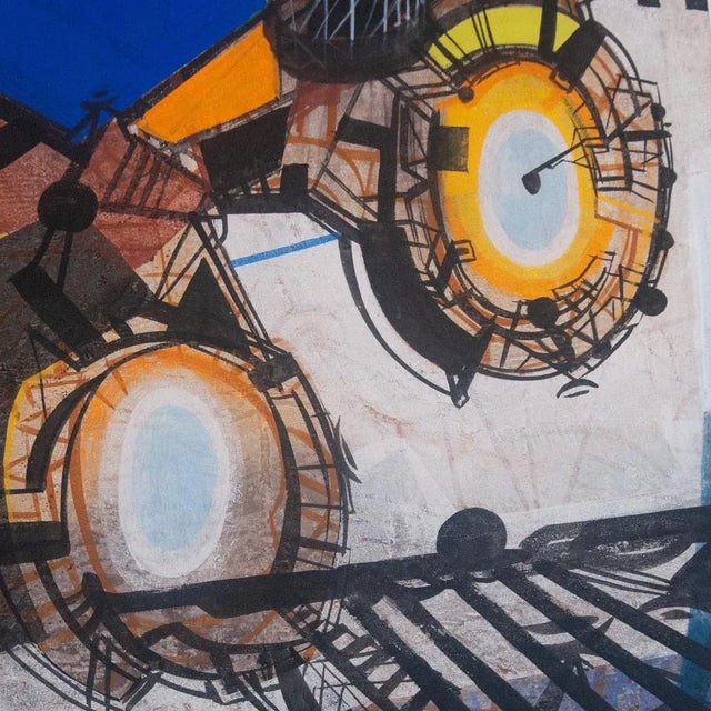 Modern Industrial Geometric Abstraction, 1970s, Oil on Canvas For Sale - Image 3 of 5