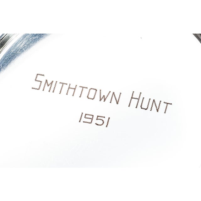 1950s Interesting Vintage Smithtown Hunt Trophy Silverplate Round Dish Tray Catchall Home Decor For Sale - Image 5 of 8