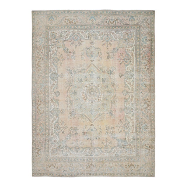 1970s Vintage Persian Handmade Wool Cotton Orange Area Rug For Sale