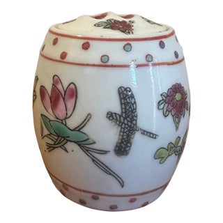 Vintage Floral Porcelain Lidded Jar For Sale