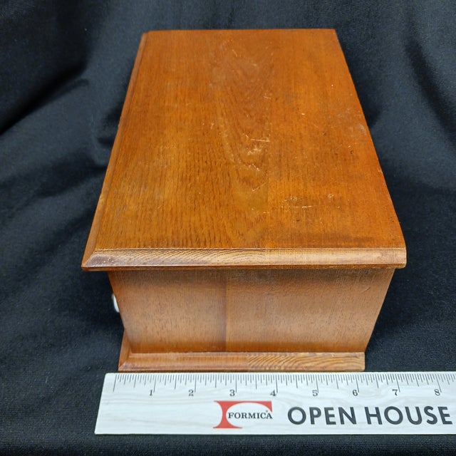 English's Needles Antique Miniature Tabletop Oak & Pine Spool Cabinet For Sale - Image 16 of 17