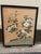 A lively vintage Chinese watercolor painting on silk, featuring a bird and peony blossoms. This artwork is a vintage...