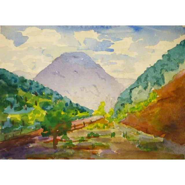 Colorful Watercolor Landscape of Idaho Springs, Colorado For Sale