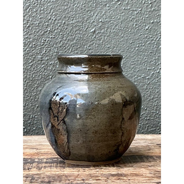 Vintage Glazed Ceramic Vase For Sale - Image 11 of 12