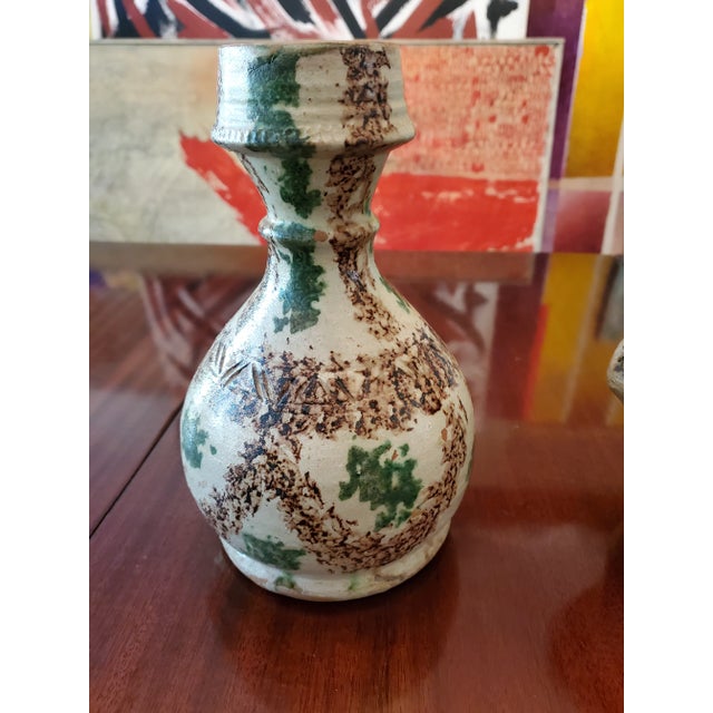 Vintage collection of two mid century abstract ceramic studio vases in all original condition. Having a very unusual shape...