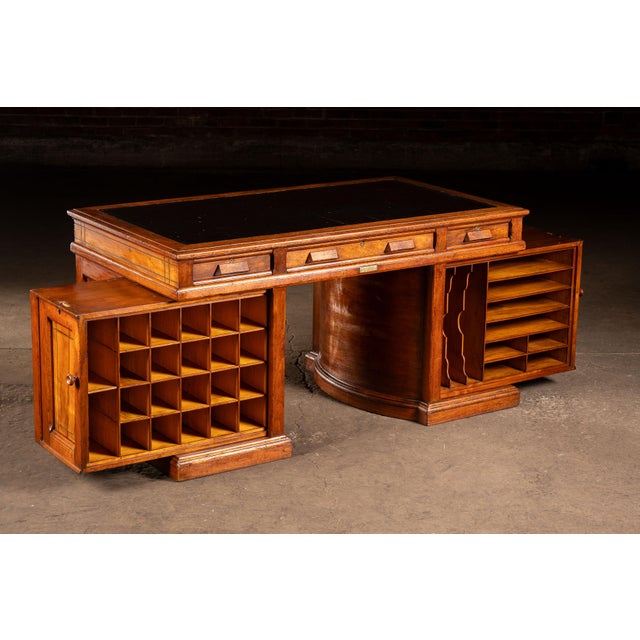 Early 20th Century Antique Quarter-Sawn Oak Rotary Desk by Wooton For Sale - Image 5 of 15