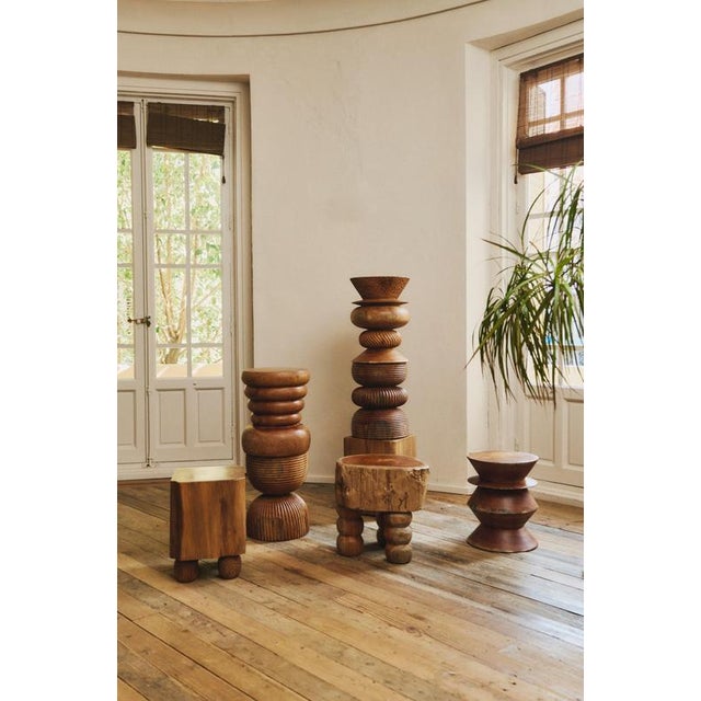 Contemporary Nala Teak Stool by Heaps & Woods For Sale - Image 3 of 9