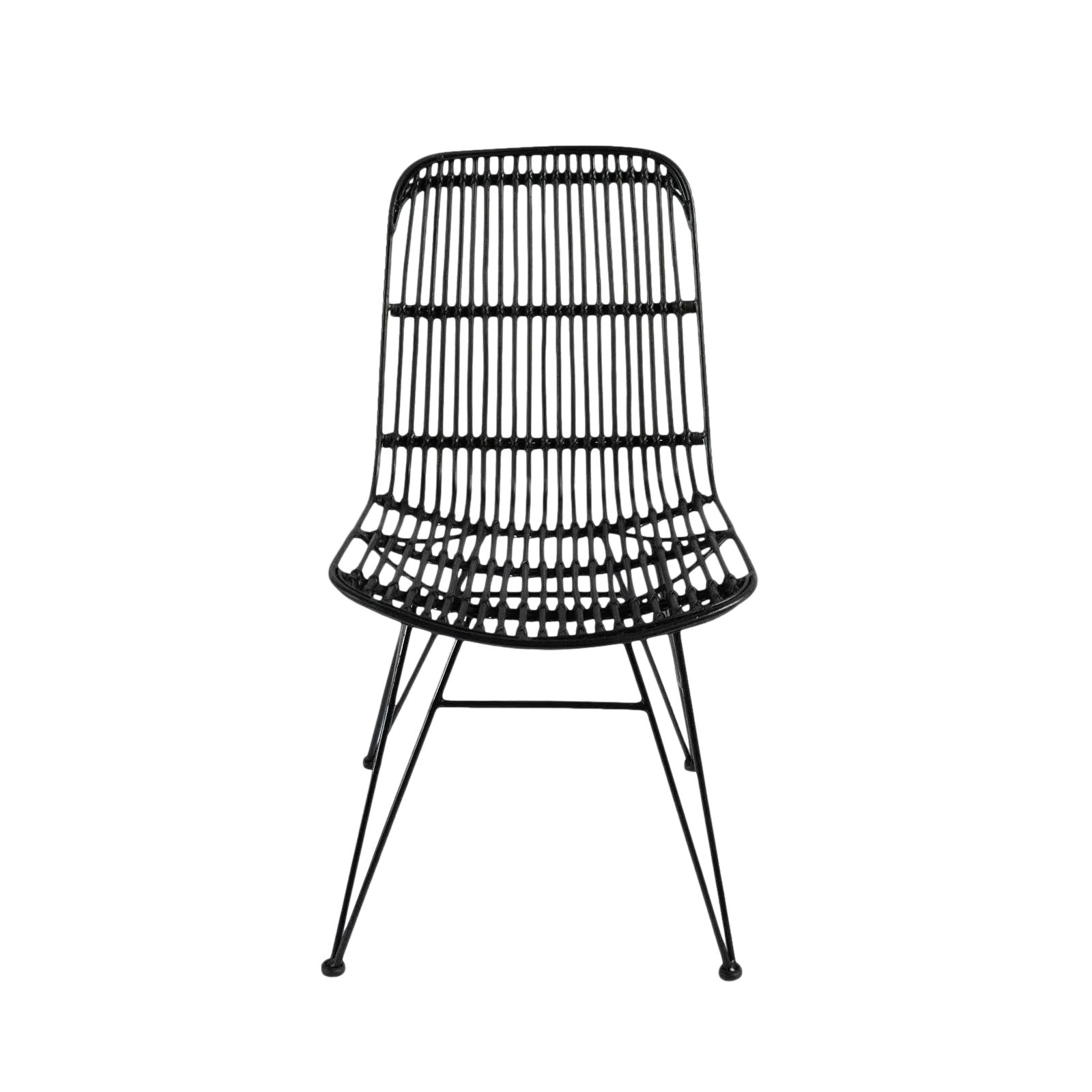 Black Rattan Woven Dining Chair | Chairish