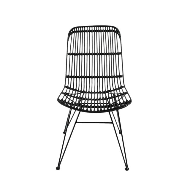 Black Rattan Woven Dining Chair For Sale