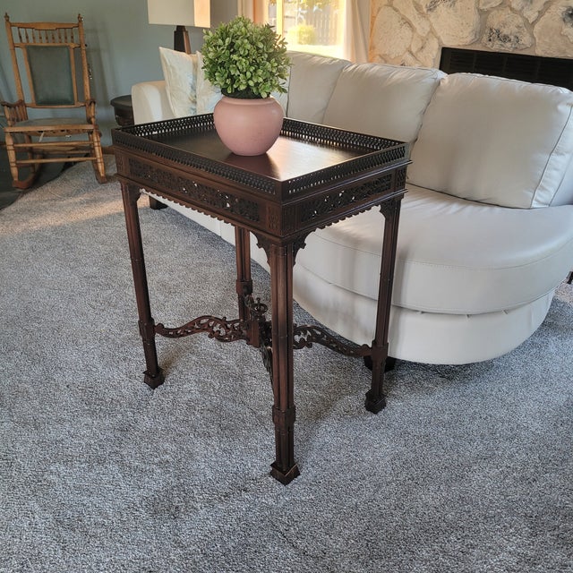 Two Vintage Antique Chinese Chippendale Tables For Sale In Milwaukee - Image 6 of 10