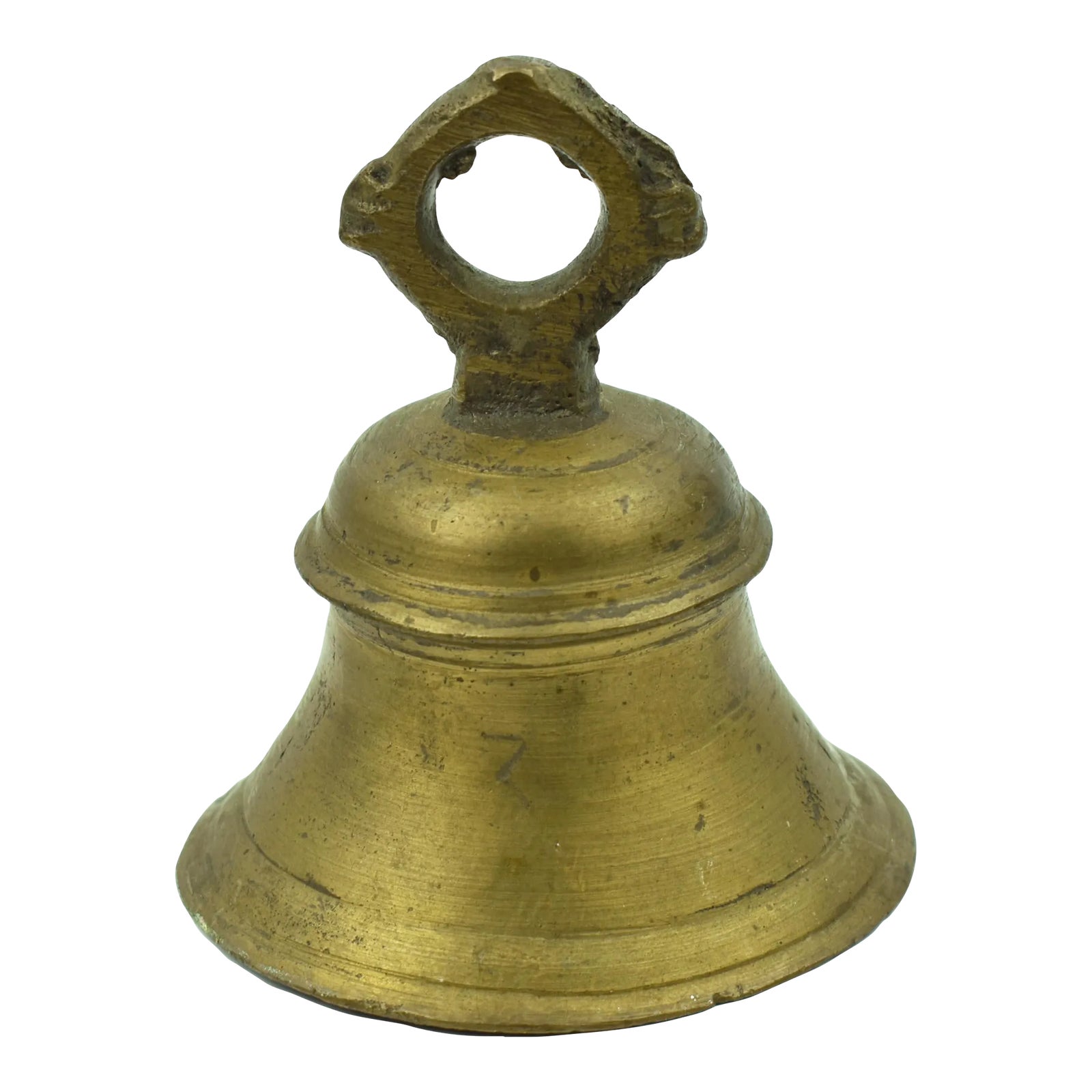 Vintage Hand Cast Brass Indian Ritual Temple Bell | Chairish