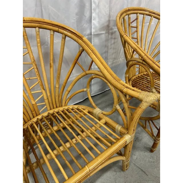 Vintage Bent Rattan Circle Sided Chairs, a Pair For Sale - Image 12 of 12