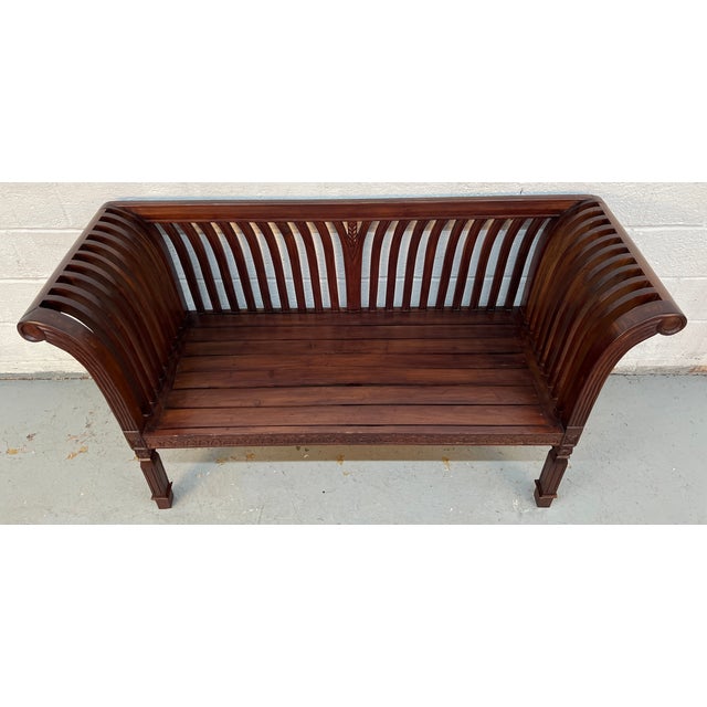 American Late 20th Century American Colonial-Style Carved Rollback Bench For Sale - Image 3 of 16