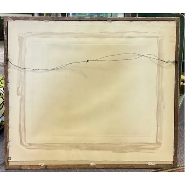 Blue Mid Century Colored Lithograph in Silver Gilt Frame, Signed by Italian Artist Raimondo Giovanettii, Signed For Sale - Image 8 of 8