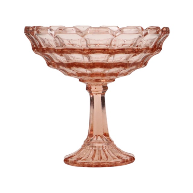Art Deco Pink Rosaline Pressed Glass Fruit Bowl, 1930s For Sale - Image 16 of 16
