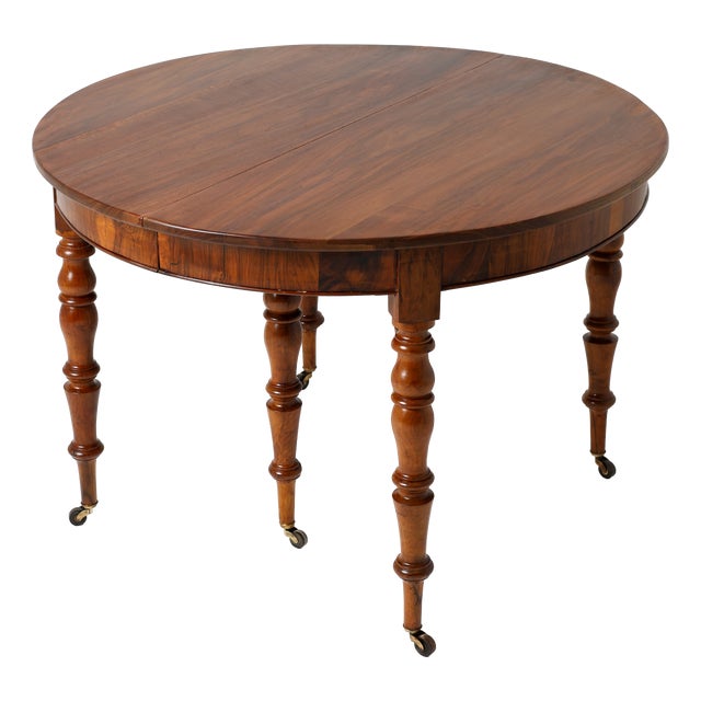 French Extendable Walnut Dining Table, 1850 For Sale