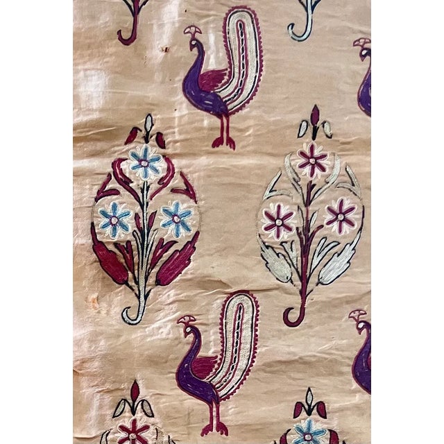 Mid 19th Century Antique Indian Silk Embroidery Textile, Framed For Sale - Image 5 of 7