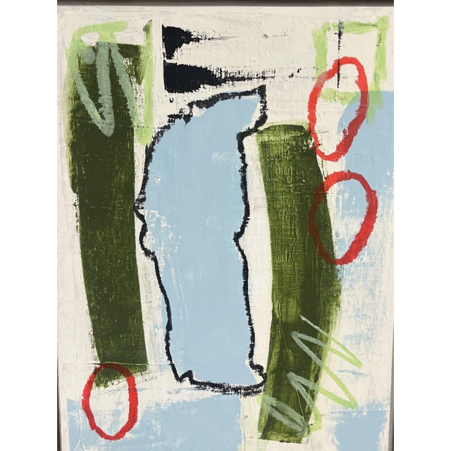 Original Modern Abstract Painting in Antique Frame. Acrylic on panel by Shannon Weir 10.5w x 1d x 13.5h SKU 6-1021 157