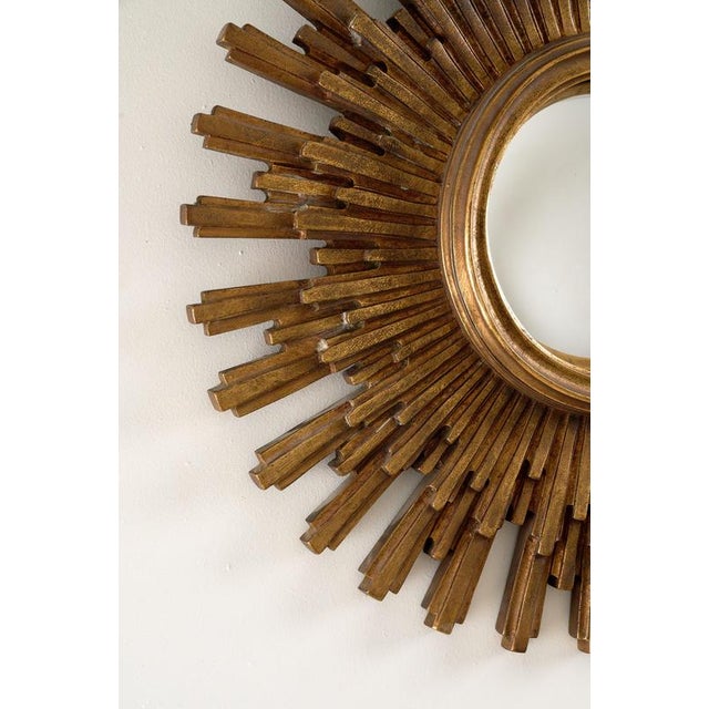 Hollywood Regency Mid-Century Hollywood Regency Gilt Sunburst Mirror, 1960s For Sale - Image 3 of 5
