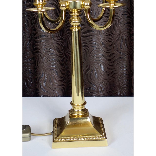 Metal Brass 4-Light Table Lamp with Fabric Shade from Schulz & Adam, 1970s For Sale - Image 7 of 12